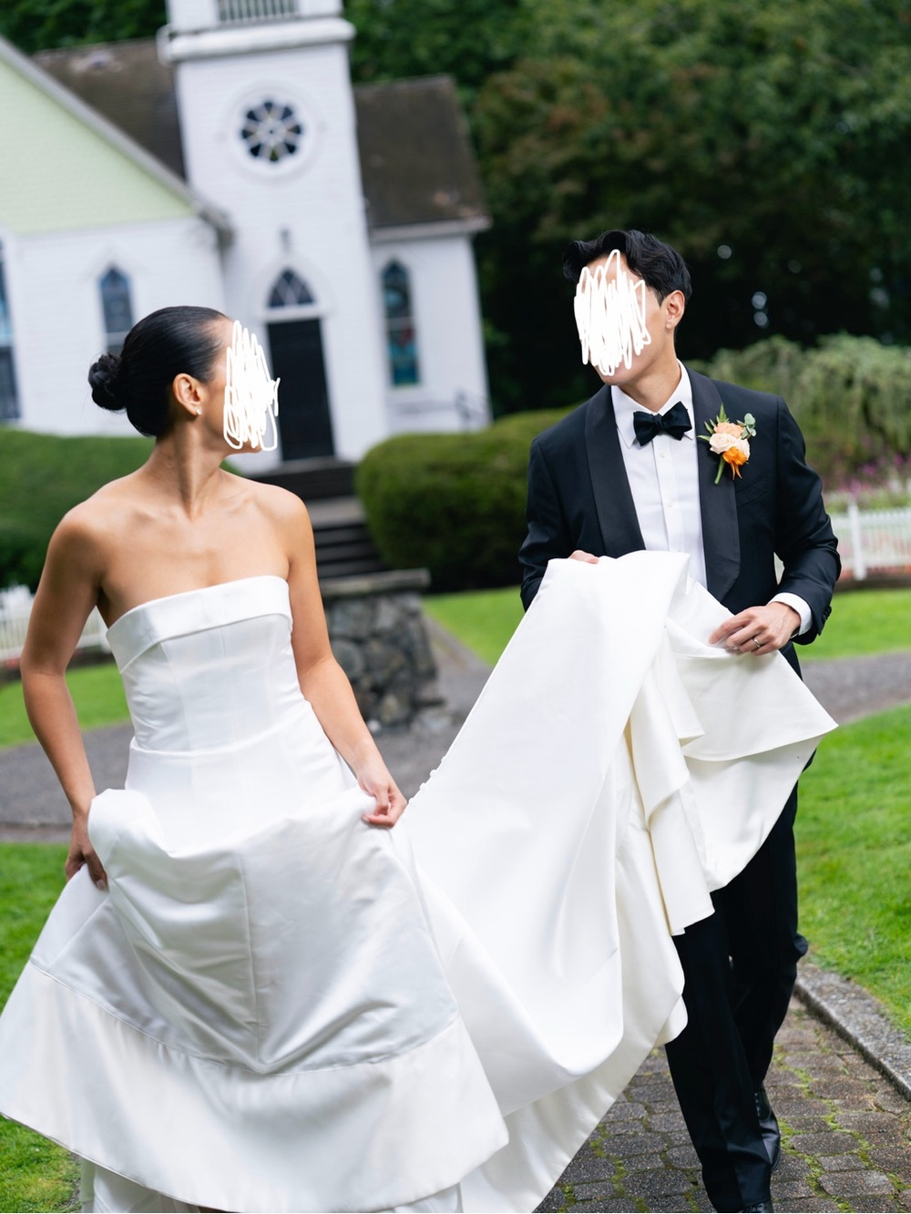 Strapless Satin Wedding Gown